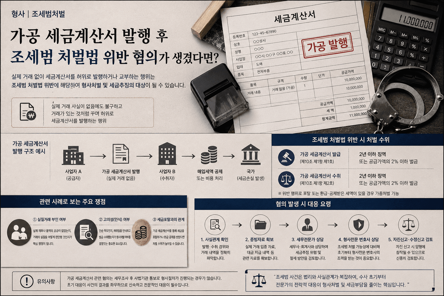 가공 세금계산서 발행 후 조세범 처벌법 위반 혐의가 생겼다면