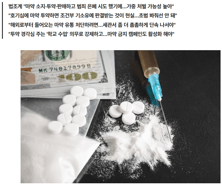 [데일리안] "명문대생 '마약 동아리', 봐줘선 안 돼…초범부터 강력하게"