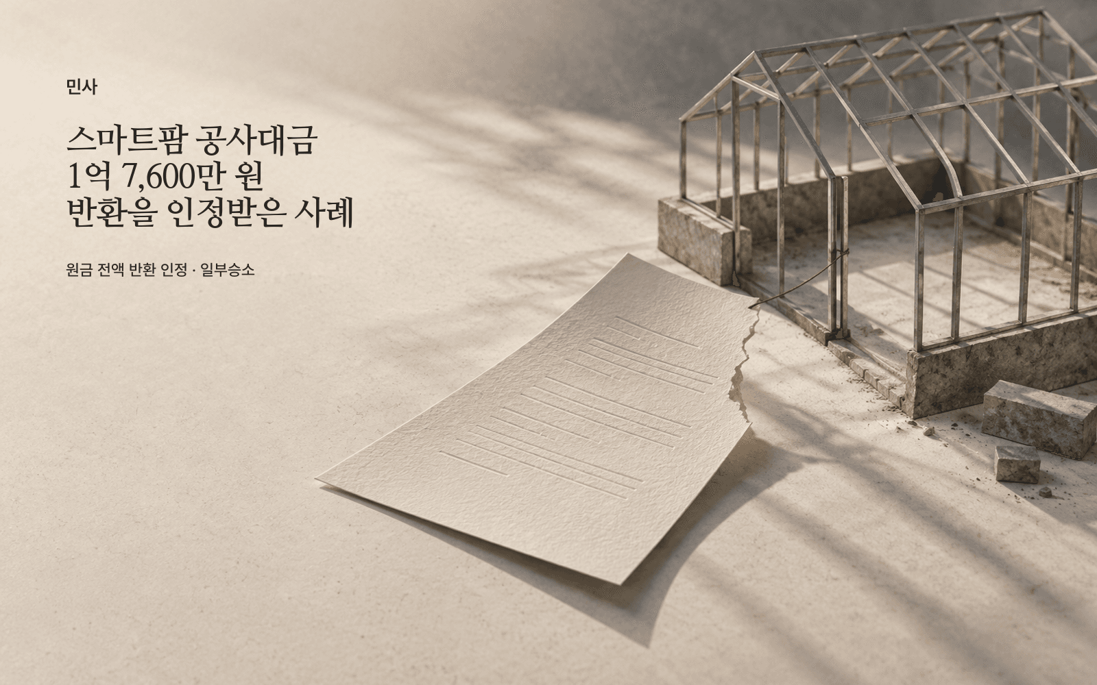 스마트팜 공사대금 1억 7,600만 원 반환을 인정받은 사례
